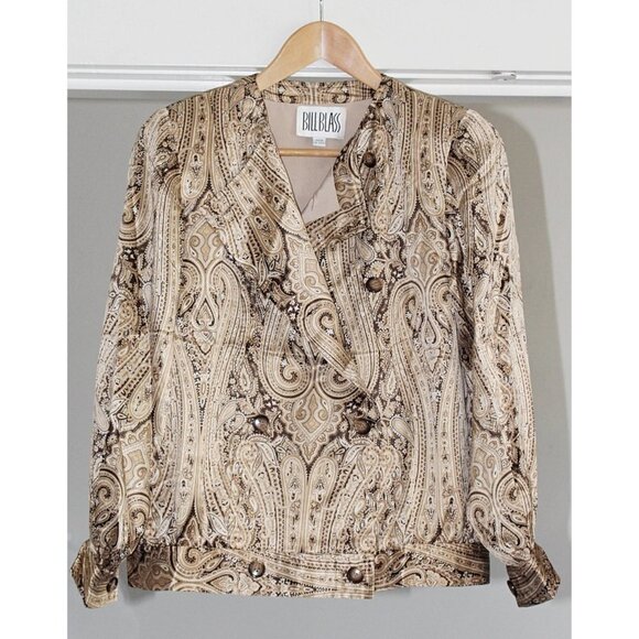 Bill Blass Vintage - 1970s Disco Satin Paisley Bomber, Studio 54, USA Union, 8 - Picture 2 of 14